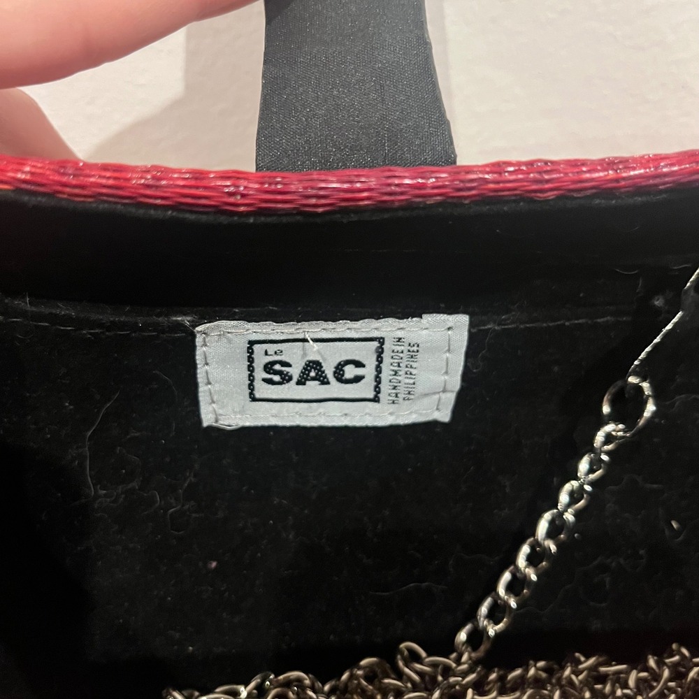 Le sac VTG Woven Clutch Bag Pink Red Ombre Chain Strap Unique Purse straw rattan - Picture 4 of 8